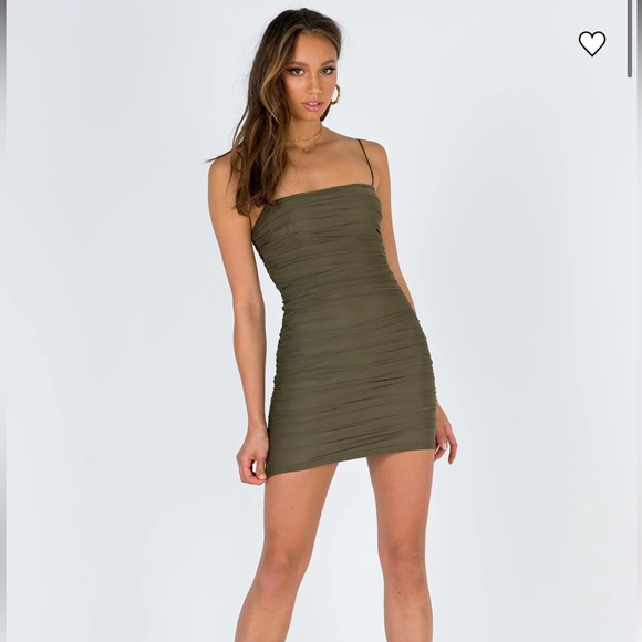 Princess Polly Dark Green Ruched Bodycon Tara Mini Dress - Picture 5 of 7